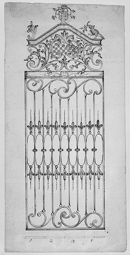 Projet de grille [pour les cours], vers 1776-1777.