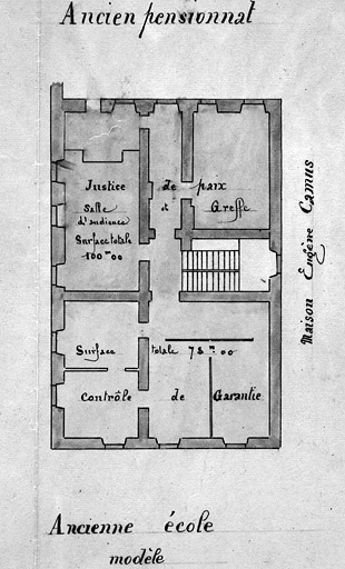 Plan du 1er étage du corps de bâtiment sur cour, 1883.