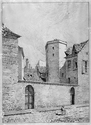 Montbéliard. La rue de l'Hôtel de Ville. Façade sur cour du premier corps de bâtiment de l'ancien hôtel, 1883.