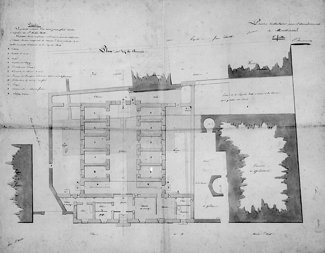 Projet de reconstruction de la prison au même endroit. Plan du rez-de-chaussée, 1841.