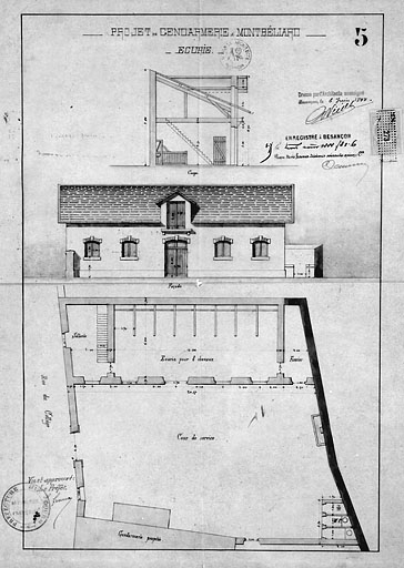Projet de Gendarmerie à Montbéliard. Ecuries, 1888.