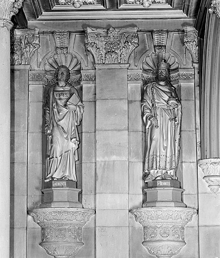 Statues n° 9 et n° 10, saint Laurent diacre et saint Henri.