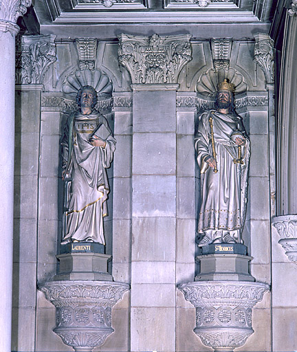 Statues n° 9 et n° 10, saint Laurent diacre et saint Henri.