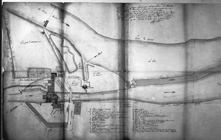 Plan des forges, fourneau, moulin de Seveux à Mr le duc De Marmier et des deux ordons de forges projetées sur une dérivation des eaux de la Saône [...].