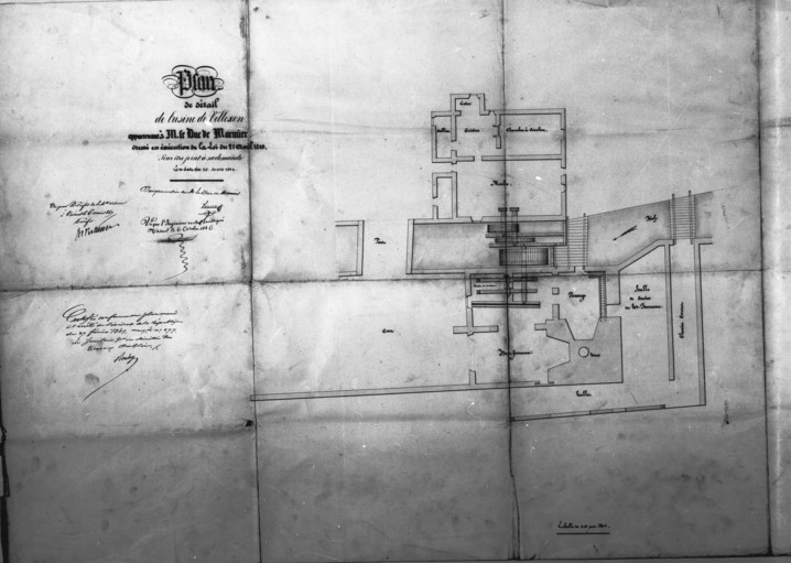 Plan de l'usine de Vellexon et des dépendances appartenant à Mr le Duc de Marmier [Plan-masse du haut fourneau].