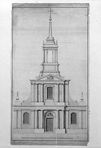 Premier projet d'élévation de la façade de l'Eglise Neuve.