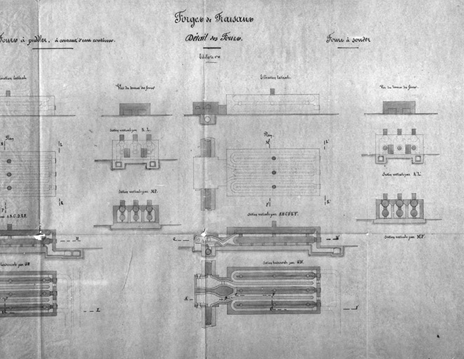 Usine de Fraisans. Détail des fours [les fours à souder].