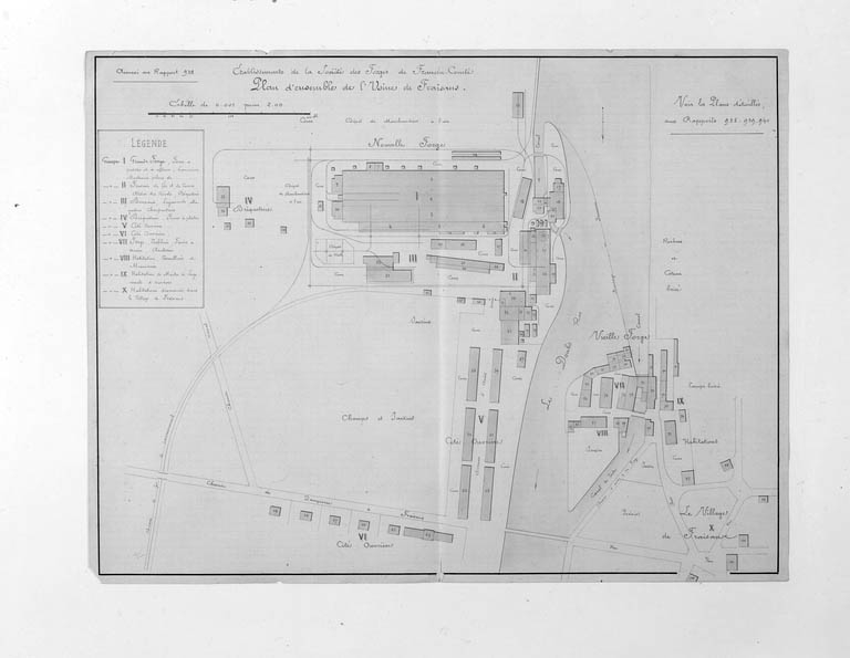 Etablissements de la Société des Forges de Franche-Comté. Plan d'ensemble de l'Usine de Fraisans. ; Etablissements de la Société des Forges de Franche-Comté. Plan d'ensemble de l'Usine de Fraisans.