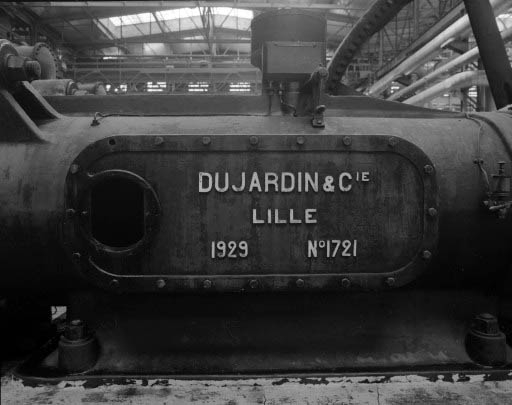 Soudière, salle des machines : plaque de constructeur de la pompe n° 2.
