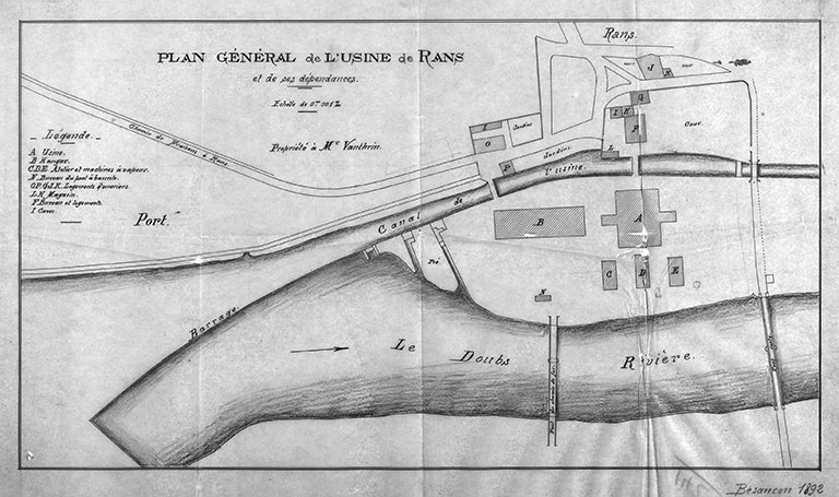 Plan général de l'usine de Rans et de ses dépendances.