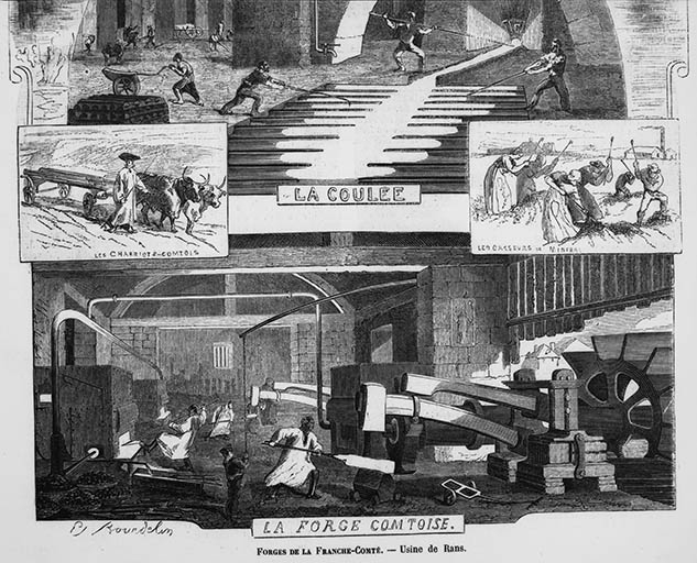 Forges de la Franche-Comté. - Usine de Rans : intérieur de la forge.