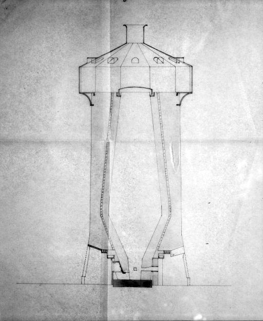 Coupe d'un haut-fourneau au coke.