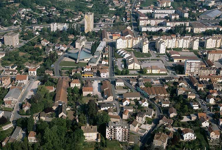 Vue d'ensemble depuis le sud-est (vue rapprochée), photographie aérienne.