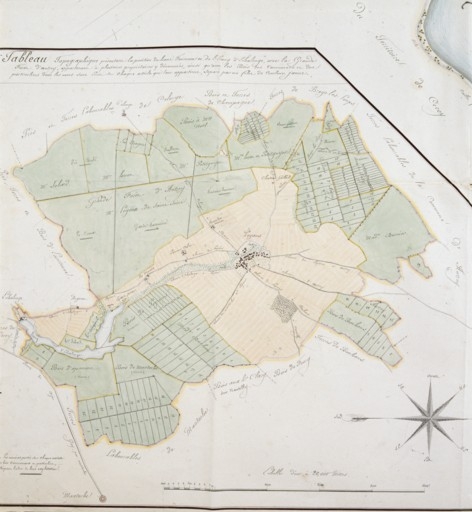 Plan géométrique du haut fourneau et de l'étang d'Echalonge [détail : la forêt d'Autrey].