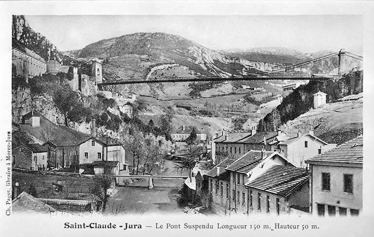 Saint-Claude - Jura - Le Pont suspendu. Longueur 150 m. Hauteur 50 m.