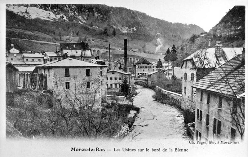Morez-le-Bas - Les Usines sur le bord de la Bienne, 1er quart 20e siècle.