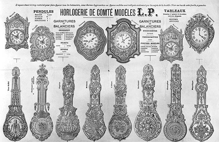 Horlogerie de Comté modèles L.P. [pendules et balanciers].
