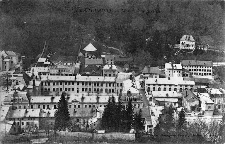 Jura-Touriste - Morez. Vue partielle [le quartier de l'hôtel de ville], entre 1907 et 1925. Carte postale, s.d. [1er quart 20e siècle, entre 1907 et 1925], Bourgeois Frères éd. à Chalon-sur-Saône.