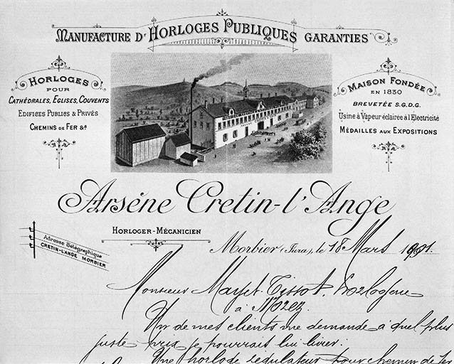 Manufacture d'Horloges Publiques garanties Arsène Cretin-l'Ange.