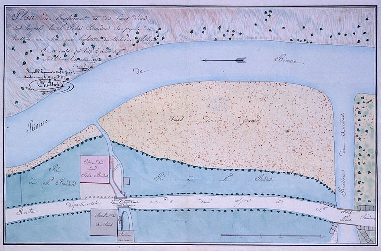 Plan de l'emplacement et du cours d'eau sur lesquels le Sr Félix Boudon se propose de construire une usine pour l'exploitation des Marbres de Molinges.