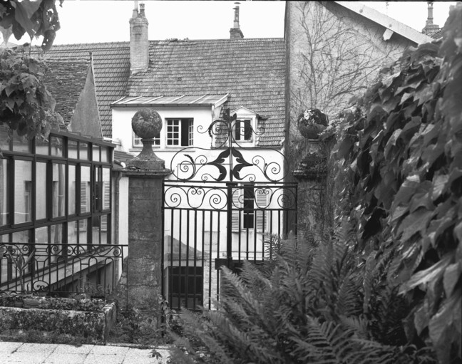 Détail de la grille d'entrée du jardin.