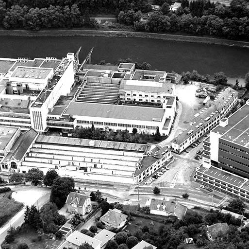 Vue aérienne de la partie occidentale de l'usine A, depuis le nord.