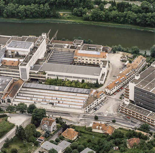 Vue aérienne de la partie occidentale de l'usine A, depuis le nord.