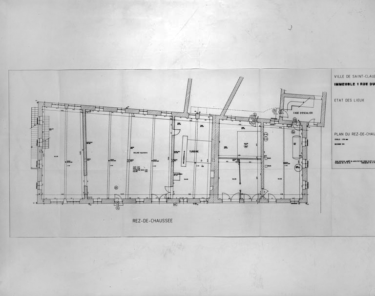 Immeuble 1 rue du Tomachon. Etat des lieux. Plan du rez-de-chaussée.