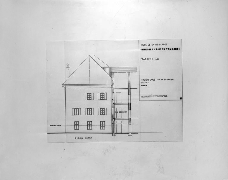 Immeuble 1 rue du Tomachon. Etat des lieux. Pignon ouest sur rue du Tomachon.