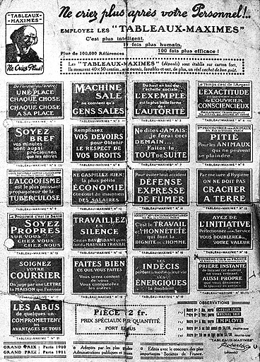 Affiche publicitaire pour les tableaux-maximes.