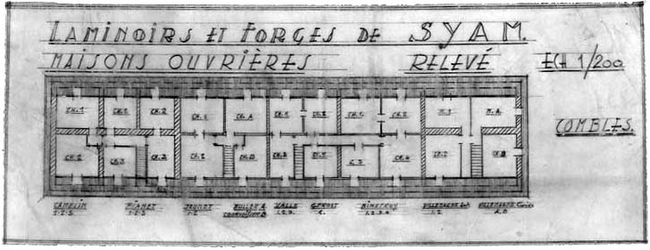 Laminoirs et Forges de Syam. Maisons ouvrières. Relevé. Combles.