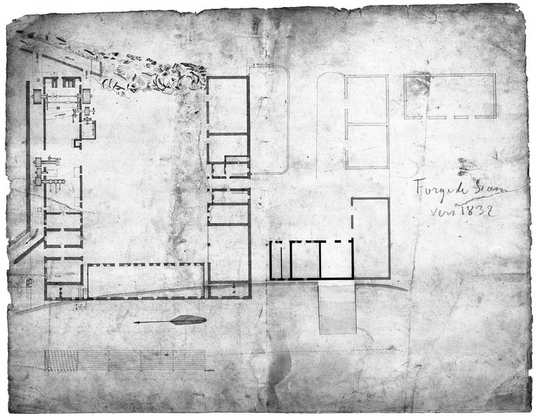 Plan de distribution de l'usine et de logements ouvriers.