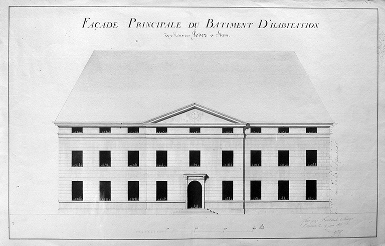 Façade principale du bâtiment d'habitation de monsieur Jobez à Siam.