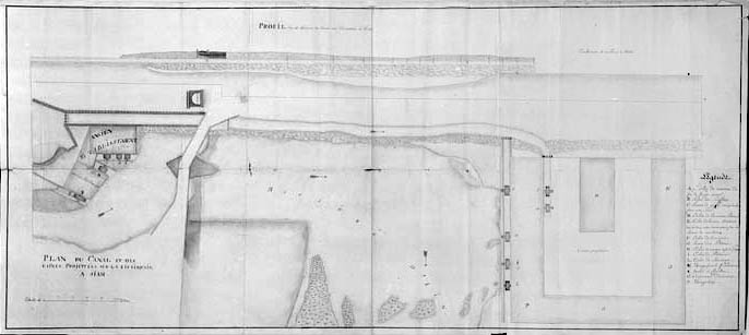 Plan du canal et des usines projettées sur la rivière d'Ain à Siam.