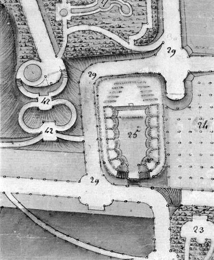 Plan du château d'Arlay et de ses attenances [détail : " salle de spectacle "].