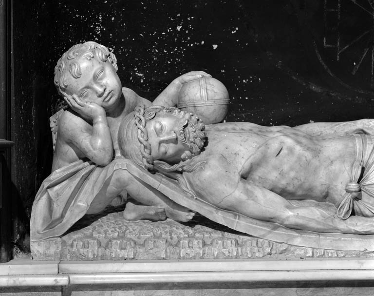 Le Christ mort : détail du buste et de la tête.