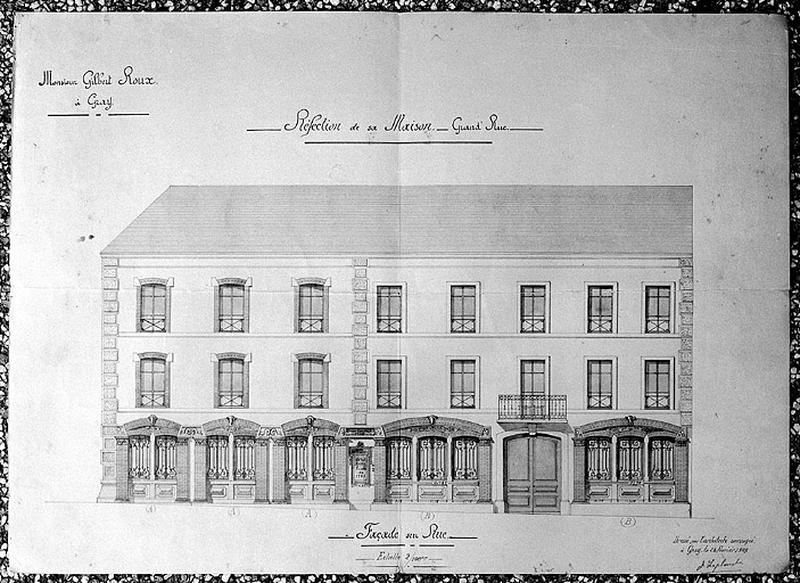 Monsieur Gilbert Roux à Gray. Réfection de sa maison Grand'Rue. Façade sur rue [projet retenu].
