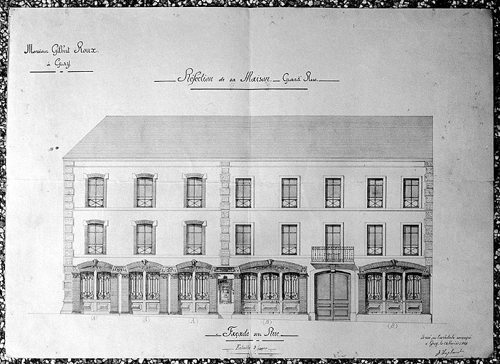 Dessin de la façade antérieure.