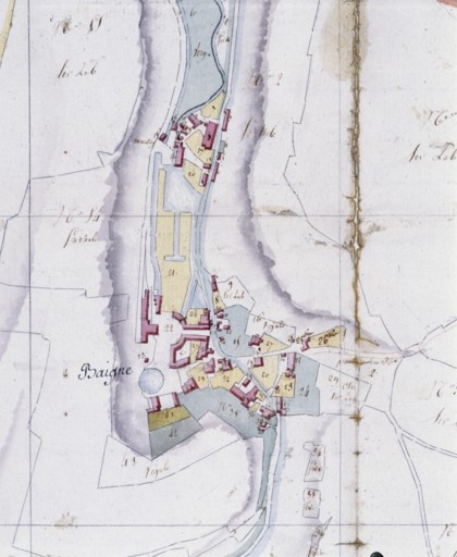 Plan cadastral du village de Baignes.