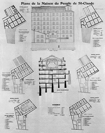 Plans de la Maison du Peuple de St Claude.