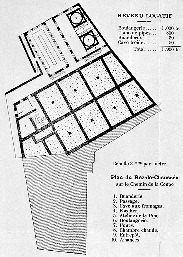 Plans de la Maison du Peuple de St Claude. Plan du rez-de-chaussée, sur le Chemin de la Coupe.