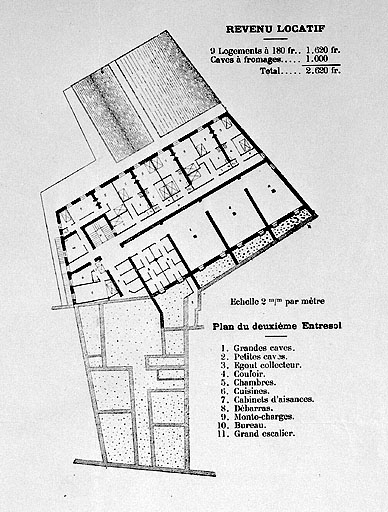 Plans de la Maison du Peuple de St Claude. Plan du deuxième entresol.