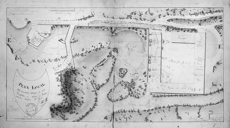 Plan local des anciennes usines et des nouvelles à établir à Siam sur la Rivière d'Ain.