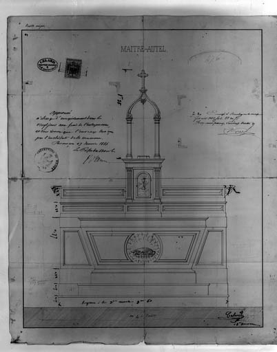 Production : Maître-Autel [projet d'autel-tabernacle-dais d'exposition].