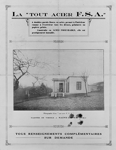 La maison " tout acier " F.S.A. vers 1928 : façade latérale droite.