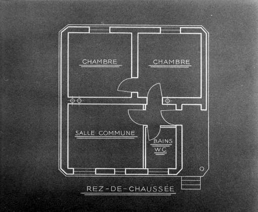 Exemple de construction dans les années 1930 : plan d'une maison T4 à usage de conciergerie.