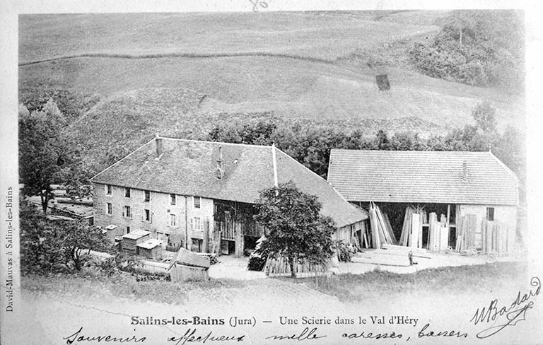 Salins-les-Bains (Jura) - Une Scierie dans le Val d'Héry. Datation : porte la date 18 juin 1903