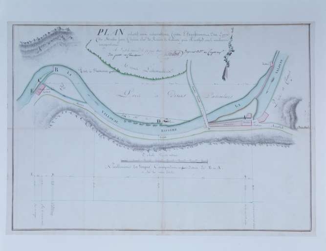 Plan relatif aux réclamations Contre L'Exhaussement des Eaux du Moulin Sous Charin Sur La Rivière de Vallouse [...].