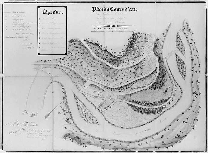 Plan du Cours d'eau du Moulin de la Daraise et de la Forge projetée par la veuve et héritiers Boudon.