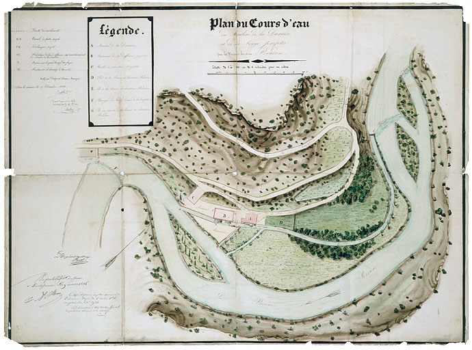 Plan du Cours d'eau du Moulin de la Daraise et de la Forge projetée par la veuve et héritiers Boudon.